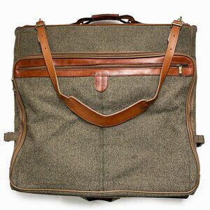 Hartmann Garment Bag Tweed with Leather Trim Large Folding Travel Bag